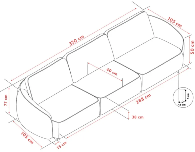 Norris 4-sits Soffa tyg K3