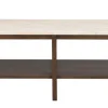 Orwel soffbord 140x60 beige travertin/brun ek