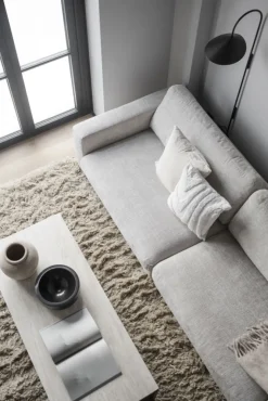 Orwel soffbord 140x60 beige travertin/brun ek