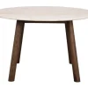 Taransay matbord Ø125 beige travertin/brun ek