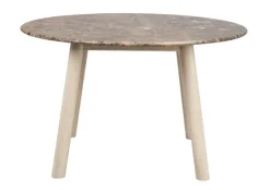 Taransay matbord Ø125 brun marmor/vitpigmenterad ek