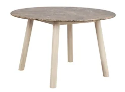 Taransay matbord Ø125 brun marmor/vitpigmenterad ek