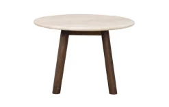 Taransay soffbord Ø60 beige travertin/brun ek